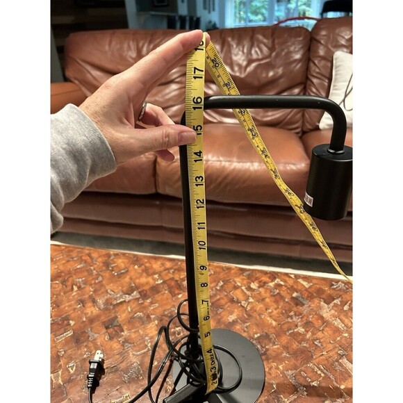 Industrial Desk Lamp Black Metal Arm And Base Minimalist Design - Picture 3 of 3